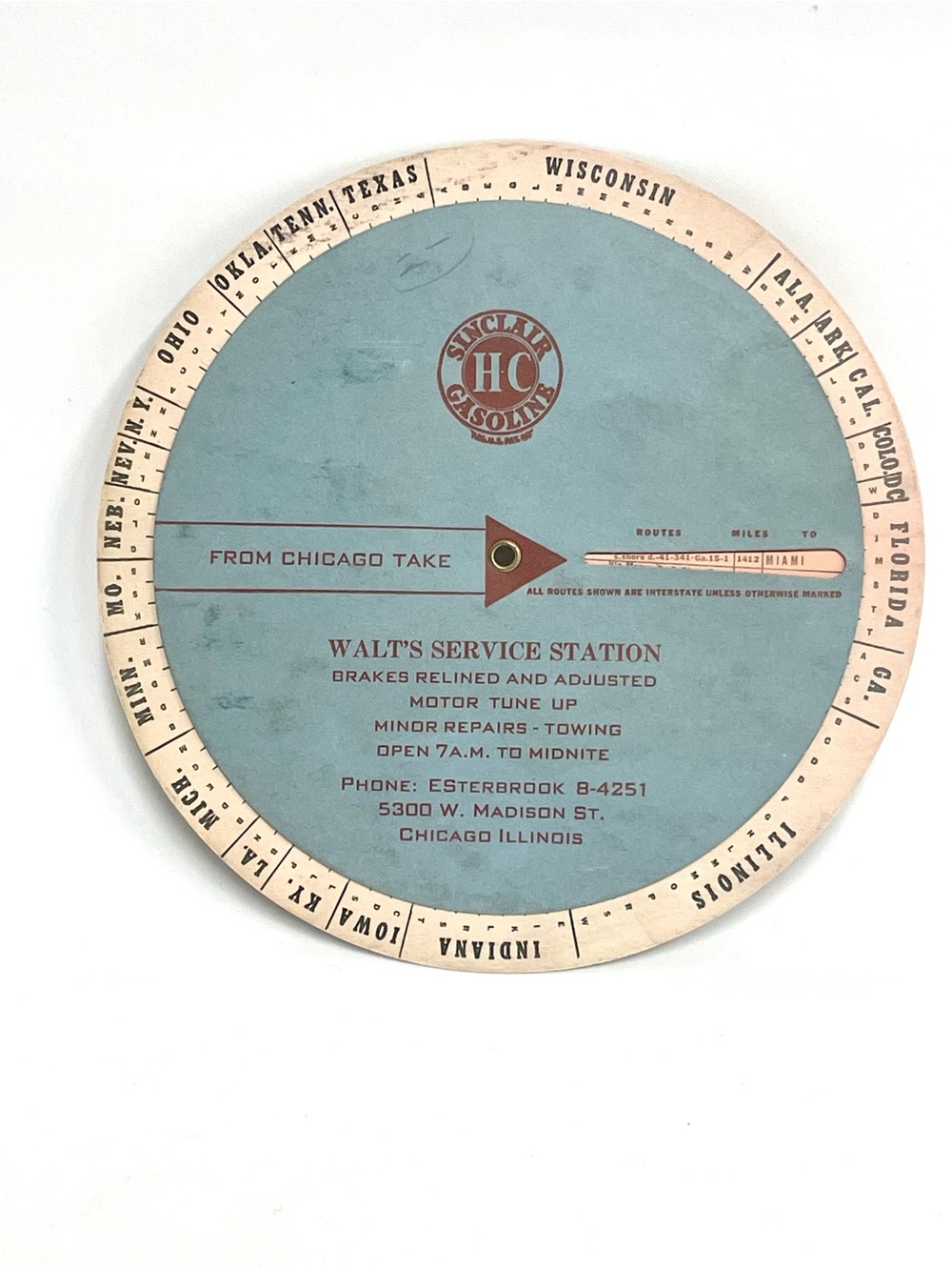 Sinclair HC Gasoline Rotating Route Wheel - Blue & Cream